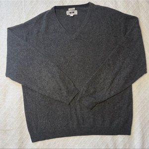 EUC Joseph Abboud 100% Cashmere Men's Dark Gray V-Neck Knit Sweater Size XXL